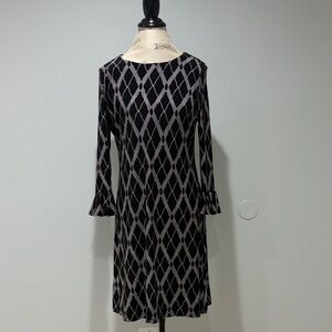 Tommy Hilfiger Elegant Black and Gray Geometric Dress Sz 10